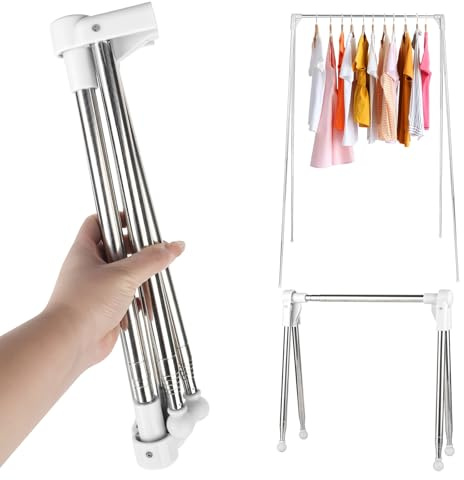 YHNDECO Tragbares, zusammenklappbares Kleidungsstück, 84–180 cm (33–71 Zoll) tragbares Reisegestell, zusammenklappbarer Kleiderständer, Kleiderständer für Zuhause, Wäsche, Camping, Reisen, Outdoor