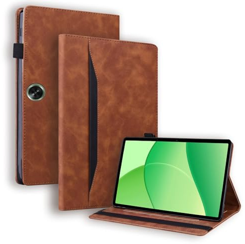 zZjoOoj Housse pour OnePlus Pad Lite/Oppo Pad SE 11 Pouces Tablette, avec Support pour Stylet, Veille/réveil Automatique, Housse Folio Intelligente avec Porte-Cartes, Support réglable,Brun