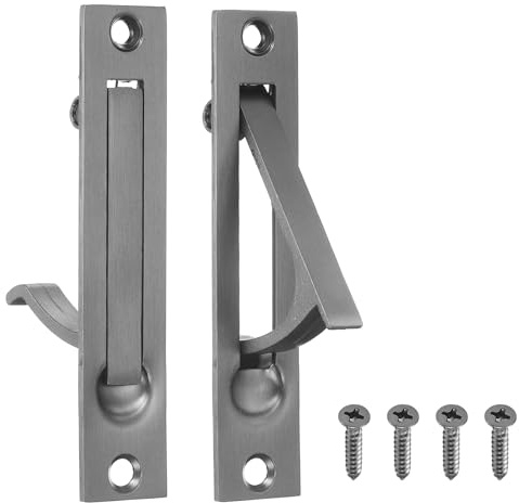 sourcing map 2 PCS Pocket Door Handles, 304 Stainless Steel Door Edge Pull, Pocket Door Hardware for Sliding Cabinet, Home, Office, Hotels, Gray