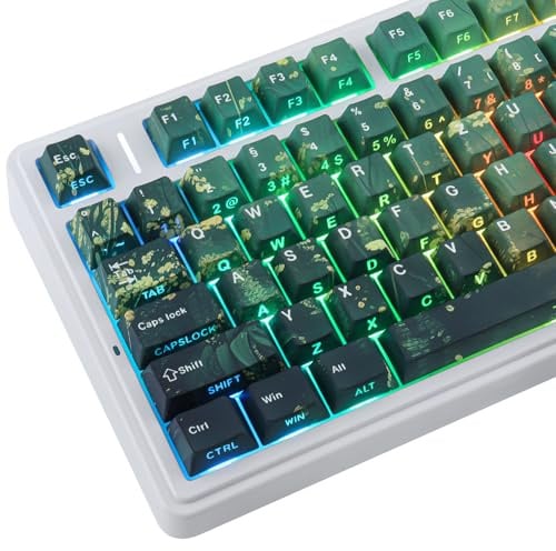 PBT ISO Keycaps, 133 Keys Summer Keycap, Shine Through Dye Sub Custom Keycaps for Cherry MX Switch German QWERTZ Layout Mechanical Keyboards