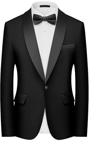 Men's Blazer Slim Fit Tuxedo Shawl Lapel One Button Suit Jacket Prom Dinner | Elegant formal dress jacket tailored for weddings, dinner dates, proms, party celebrations, and smart casual evening wear