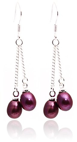 Sweet & Happy Girl's Store 5-6mm 7-8mm x Tropfen Red Pearl Ohrringe Sterlingsilber-Haken