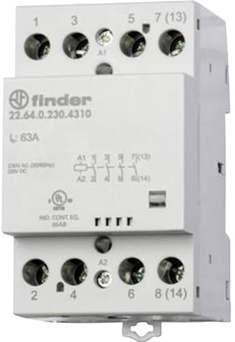 Finder 22 Schütz 230V ac/dc-Spule, 4-polig, 480V ac, 400 V ac / 63 A 6 VA 3 Schließer, 1 Öffner