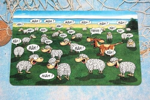 Hösti Frühstücksbrett Schafherde Mäh! Mäh! Fresse! Schafe und Hund