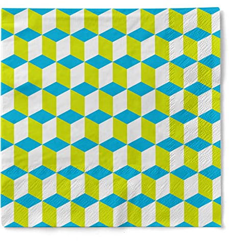 Sovie HOME Serviette CHICAGO | Tissue-Servietten 33x33 cm | saugstarke und hochwertige Einweg-Servietten | ideal für Hochzeit & Feiern | 20 Stück (Grün-Blau)