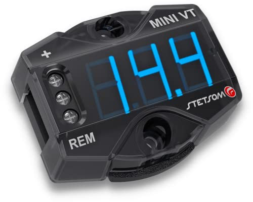 Stetsom MiniVT Digital Display Mini Voltmeter High Accuracy Blue LED 7V~30V Automotive Car Motorcycle Battery Voltage Panel Meter Easy Connection Remote Power for Car Audio Systems