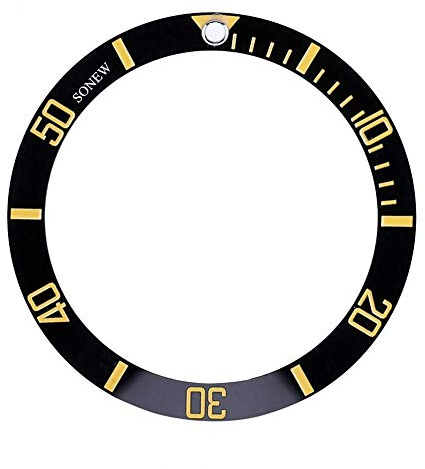 Sonew Uhr Lünette, Armbanduhr Lünette einfügen passt Date Display Keramik Uhr Handgelenk Ersatzteile Uhrenlünette Einsatz Schleife Ersatzteile (Gold)