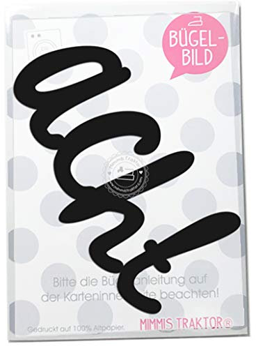 Bügelbild Geburtstag! Schriftzug Flockfolie Aufbügler Applikationen Bügelsticker für Stoffe Textilien Kinder zum Aufbügeln Flicken, Farbe:schwarz, Zahl:8