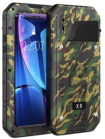 Beeasy Case for iPhone XR,Tough Waterproof Heavy Duty Metal Defender Cover Built-in Screen Military Grade Protective,Drop Proof Shockproof Rugged Hybrid Outdoor Sport Protection,Camouflage