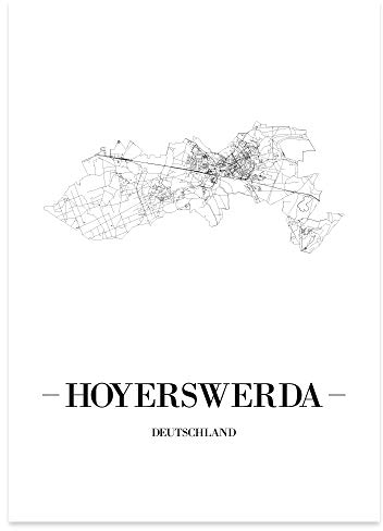 JUNIWORDS Stadtposter - Wähle Deine Stadt - Hoyerswerda - 30 x 40 cm Poster - Schrift A - Weiß