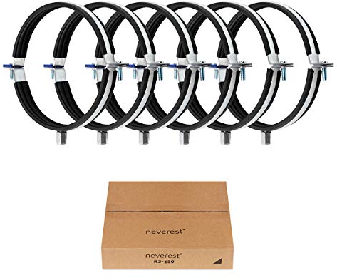 neverest® RS Rohrschellen 150mm 6 Stk. Fallrohrschelle Stahl Verzinkt mit Gummidichtung Anschluss-Kombigewinde M8/10