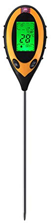 4-in-1 Digitales Boden-pH-Messgerät, Feuchtigkeitsthermmometer, Temperatur, Sonnenlicht, pH-Meter mit Hintergrundbeleuchtung