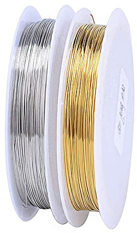 ANCLLO 2 rullar nagelkonst metalltråd flexibel metalltråd nagelkonst manikyr prydnader för gör-det-själv-naglar och smyckestillverkning