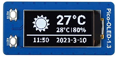 Waveshare 1.3inch OLED Display Module for Raspberry Pi Pico 64×128 Pixels with SPI/I2C Interface Embedded SH1107 Driver Comes with Raspberry Pi Pico C/C++ and MicroPython Demo…
