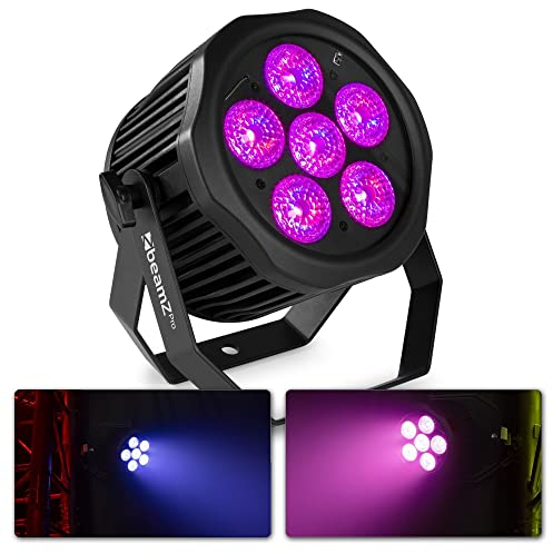BeamZ Pro WBP612IP Outdoor LED Par Can - Battery Powered Uplighting, RGBAW-UV Colour Mixing, Wireless DMX, IP65 Waterproof for Events & Marquee Lighting