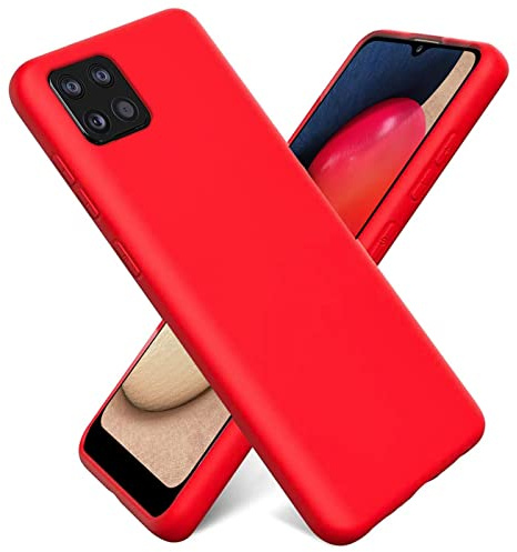 CoolGadget Silikon Hülle für Samsung Galaxy A22 5G Weich mit Mikrofaser Rot | Qi fähig induktives Laden, farbige TPU Schutzhülle, erhöhter Kamera und Display Rahmen, matt und griffig