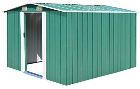 MOONAIRY Geräteschuppen, Gartenhaus, Gerätehaus, Gartenhütte, Gartenschuppen, Fahrradgarage, Gartenhütte, 257×298×178 cm Metall Grün