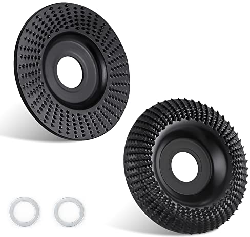 2 Pieces Wooden Grinding Disc for Angle Grinder, Rasp Disc Set with Washers, Tungsten Carbide Wood Grinding Chainsaw Disc Sanding Discs for Shaping, Grinding and Cutting (Diameter 125 mm x 22 mm)