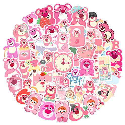 MARSFORCE Kawaii Erdbeerbär Aufkleber, Wasserdicht Vinyl Stickers für Laptop Wasserflaschen Skateboard Gepäck Fahrrad Gitarre PS4 Koffer Tagesbuch Scrapbook Handy Pad [50 Stück]