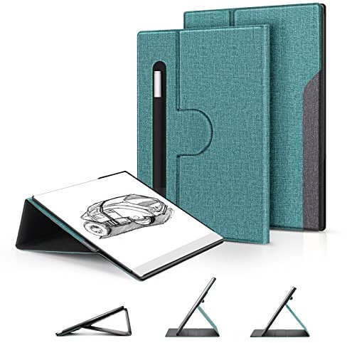 Ayotu Book Folio Case for Remarkable 2 Paper Tablet 10.3 2020 Released, Premuin Fabric Smart Cover with 360 Degree Rotatable Stand and Stylus Pocket, Only for Remarkable 2, Gray & Green