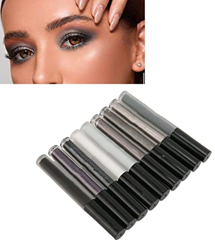Lidschatten Flüssig,Flüssiges Lidschatten-Set Schwarz, Grau, Silber, Smokey, 9 Farben,Lidschatten Matte und Glitzernde,Schimmerschatten für Arbeits-Dating,Rauchiger flüssiger Lidschatten