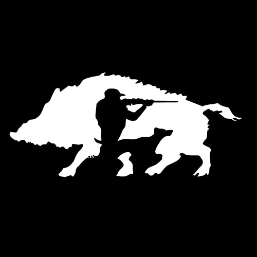 MACMRD Auto Aufkleber Auto Aufkleber Vinyl Aufkleber Wildschwein Jäger Motorrad Deko Zubehör Laptop Helm