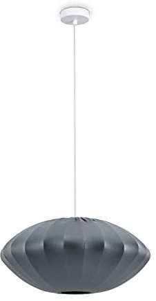 Paco Home Hängelampe Pendellampe Pendelleuchte Wohnzimmer Schlafzimmer Esszimmer Modern Lampenschirm Nylon Uni E27, Lampenart:Pendelleuchte - Typ 6, Farbe:Grau