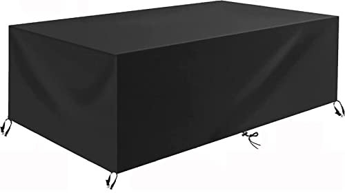 280 x 210 x 105 cm Exterieur Etanche Table Chaise Patio Housse Protection, Tissu 600D Oxford Noir Housse Salon de Jardin avec Boucle de Verrouillage Bâche de Protection pour Table Chaise Mobilier