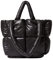 MadGrandeur Puffer Tote Bag Damen Glänzend Gesteppt Puffy Tote Bag Daunen Gepolsterte Schultertasche Süße Handtasche Ästhetische Handtasche, Schwarz, Large
