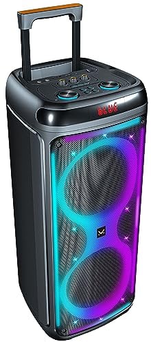Majestic FLAME T88 – Party speaker Bluetooth a trolley, Luci LED, ingressi USB/MICRO SD/AUX/MIC, Telecomando e Microfono, TWS, Batteria ricaricabile, Maniglia e ruote per il trasporto