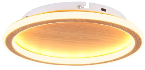 LIGKIN LED Modern Deckenleuchte 24W Deckenlampe Rund mit Holzstruktur Durchmesser 30cm Warm Licht 3000K Ultradünn Küchenlampe 4,5cm Wohnzimmer für Balkon Flur Babyzimmer Schlafzimmer Esszimmer