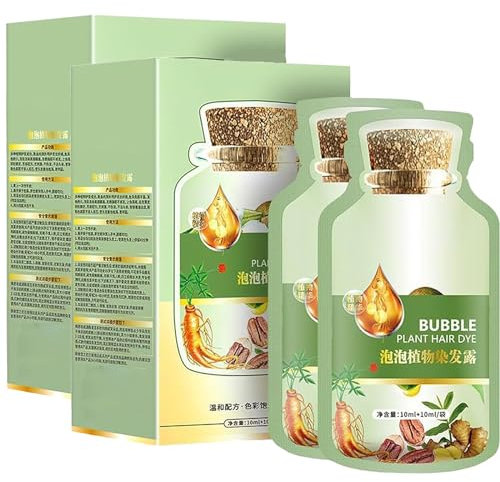 Champú para tinte de cabello con burbujas vegetales, tinte para el cabello de plantas naturales, champú que cubre tinte para el cabello blanco, tinte para el cabello instantáneo de plantas para el hog