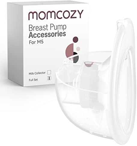 Momcozy Komplettes Set, nur kompatibel mit momcozy M5, nicht für andere. Original-M5-Milchpumpen-Ersatzzubehör (160 ml, mit doppelt versiegeltem Flansch 24 mm)
