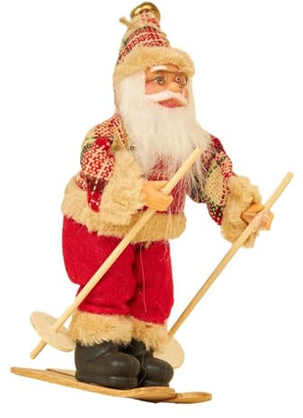 Amagogo Xmas Santa Claus Ornaments, Santa Claus Schlitten Figur, Neuheit Weihnachtsschmuck, Weihnachtsmann Skifahren Figur, Stil G