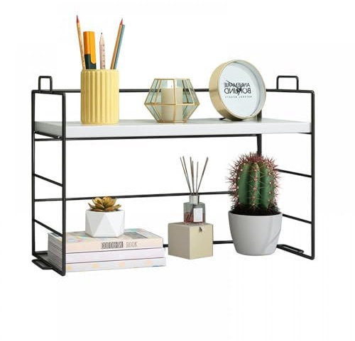 Gelory Schreibtisch-Organizer, Regal, Schreibtisch-Aufbewahrungsregal, Bücherregal, Mehrzweck-Schreibtisch-Bücherregal, Ständer für Büro, Küche, Schlafzimmer, Badezimmer, Lesezimmer (schwarzer Rahmen,