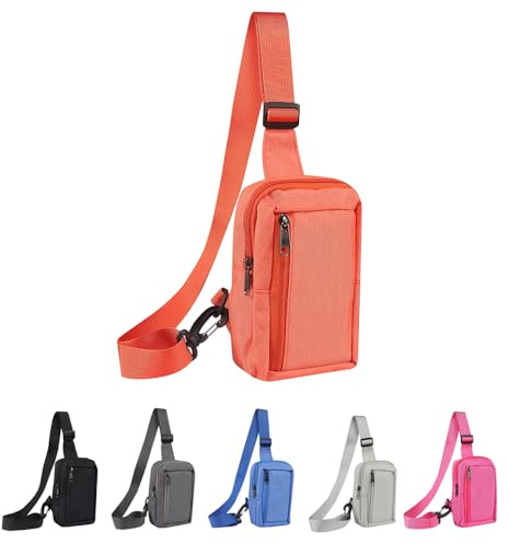 Sling Rucksack Herren Wasserdicht, Sling Chest Crossbody Bag, Männer Frauen Wasserdicht Brusttasche Sling Bag Klein Schultertasche Umhängetasche Chest Sling Backpack für Wandern Outdoor Reise, Orange