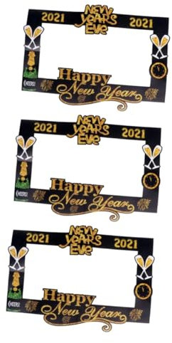 Abaodam 3 Stück 2021 Exquisite Partyartikel Lustige Selfie-Requisiten 2021 Frohes Neues Fotorahmen 2021 Frohes Neues Jahr Fotostütze Empfindlich Bilderrahmen