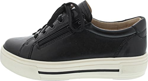 CAPRICE Damen Sneaker flach aus Leder mit Reißverschluss, Schwarz (Black Nappa), 42 EU
