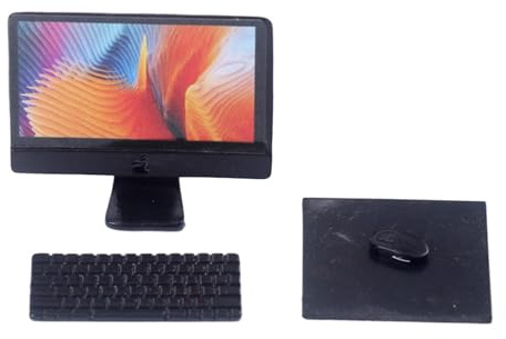 Sharplace 1/12 Puppenhaus Desktop Computer Set Zubehör Spielzeug Kinder Miniaturen Büro Spielset Puppenhaus Dekoration