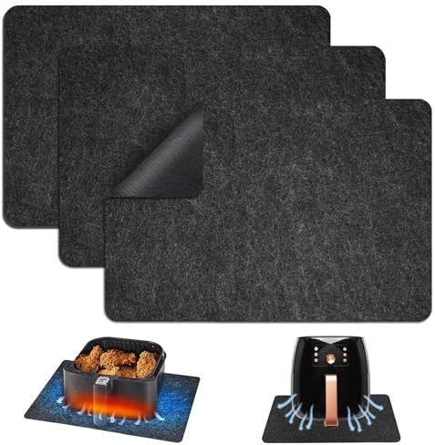 3 Stück Hitzebeständige Matte für Heißluftfritteuse,44*30cm Hitzebeständige Matte fur Luftfritteuse,Filz Küchentheke,Küche Arbeitsplatte Hitzeschutzmatte,Hitzebeständige Unterlage für Kaffeemaschinen