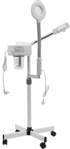 2 in 1 Gesichtsdampfer Lupenlampe, 750W Bedampfer Kosmetik, Lupenleuchte Kosmetik 3-5 Fach Vergrößerung, Nano Bedampfer Kosmetik 2-4 Minuten Vernebelungszeit