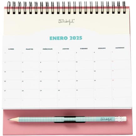 Mr. Wonderful - Calendario de Sobremesa con Bolsillo 2025 para Disfrutar de tus Momentos Felices - Incluye 1 Bloc de Notas Adhesivas