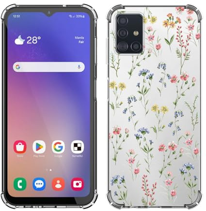 Xkladz Transparente Hülle für Samsung Galaxy A51 4G, Handyhülle Klare Stoßfeste Weiches TPU Silikon Case Soft Schutzhülle mit Blumen Motiv für Mädchen Jungen Dünn Slim Cover, Winzige Blumen