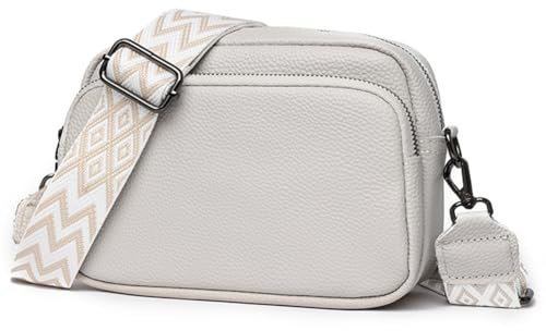 TIAASTAP Damen Handy Umhängetasche Echtes Leder Crossbody Bag Damen Handytasche zum Umhängen, Umhängetasche Damen Klein Moderne Taschen mit Breitem Schultergurt u 3 fächern
