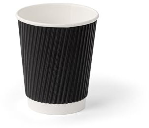 H-Pack Bicchieri di carta ondulati, colore nero, 237 ml, 500 pezzi, 25 pezzi x 20 pezzi