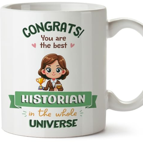 MUGFFINS Historian Woman Mug - in English - Best in Universe Trophy - Funny Gift for Colleagues - Ceramic 11oz Mug