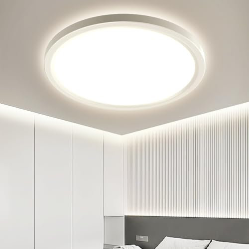 OTREN Deckenlampe LED Deckenleuchte Flach, IP44 Modern 4000k Badezimmer Lampe, Rund Badlampe Decke für Bad Flur Schlafzimmer Balkon Wohnzimmer Küche Keller, Ø30CM