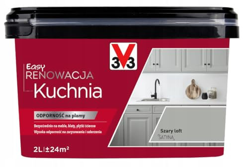 V33 Möbelfarbe Dunkel Grau ohne Schleifen – Für Küche & Möbel – Wasserfest & Abwaschbar – 2L – Für MDF & Holz