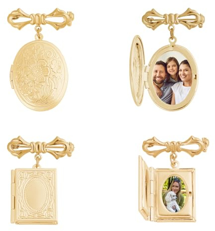 CHGCRAFT 2 Stück Brautstrauß Brosche Memorial Anhänger Hochzeit Bouquet Charme Blume Brosche Pin Messing Pins Set Erinnerung Charme Mantel Shirt Anzug Kragen Zubehör für Kleidung Abzeichen, Gold