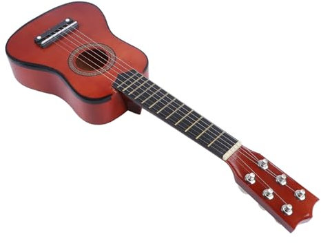 VINTORKY Folkgitarre Mini-akustikgitarre Musikinstrument Für Junge Mädchen Und Anfänger Handgefertigt Aus Holz Sicher Lackiert Braun